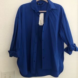 Zara royal blue button down top